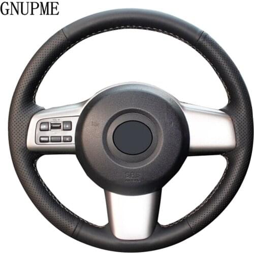 GNUPME DIY Artificial Leather Steering Wheel Cover Black Car Steering Wheel Cover for Mazda 2 2008-2014