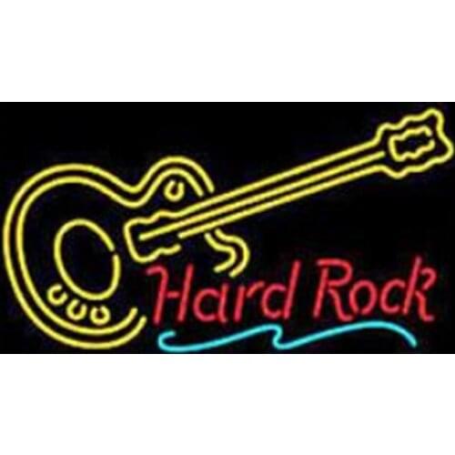 Hard Rock Guitar Concert Play Neon Sign Handmade Real Glass Tube Music Bar KTV Store Party Decoration Display Light Lamp 24"X20"