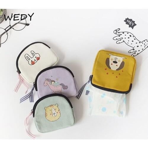 Canvas Coin Purse Women Mini Wallet Small Pouch Japan Style Ultra-thin Coin Pouch Female Cute Little Bag Small Item Storage Bags