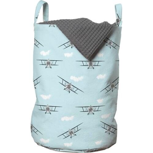 Airplane Laundry Basket Old Aircraft Biplanes in Blue Sky Organizer for Clothes Underwear Socks Toys Wash Bag & Home Storage
