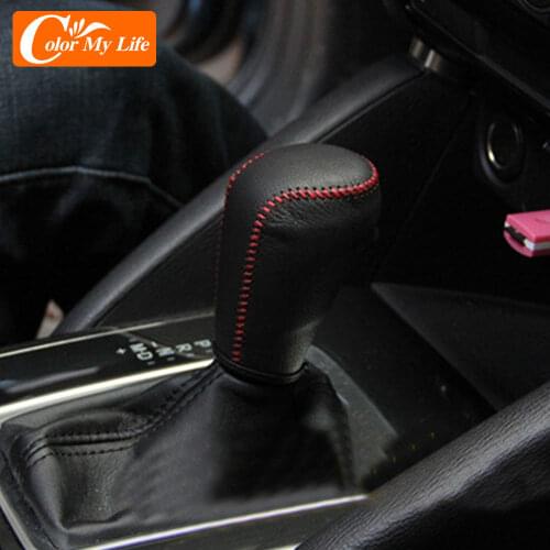 Car Leather Shift Knob Protection Cover for Mazda CX-5 CX5 2017 2018 2019 2020 AT Gear Head Collars Handbrake Covers