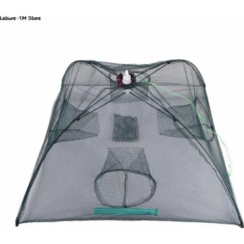 New Arrival 4 Hole Automatic Fishing Shrimp Trap Fishing Net Fish Shrimp Minnow Crab Baits Cast Mesh Trap