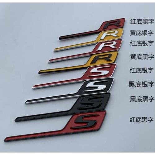 Mix 100pcs car styling ABS R S Letter badge C63S GTR GT53 GT50 GT63S stickers decal emblem Trunk rear tail sticker red black