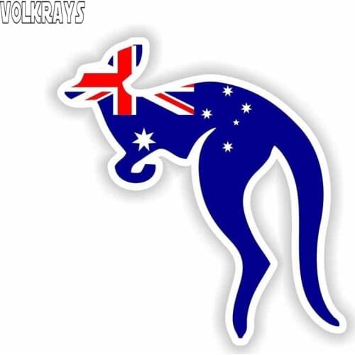 Volkrays Fashion Car Sticker Animal Australia Flag Kangaroo Accessories Reflective Waterproof Sunscreen Vinyl Decal,10cm*11cm