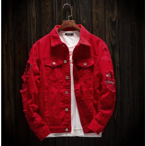 Prowow 2021 Newly Autumn Fashion Mens Jacket Slim Fit Punk Style Hip Hop Denim Jacket Couple Streetwear Hole Jackets