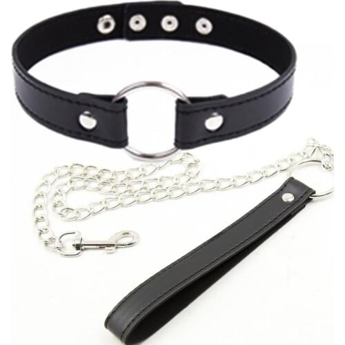 Candiway Bdsm Fetish Bondage Slave Sex Collar Leash Steel Chain Adult Game Dog chain punish Neck Collars Erotic Sex Toys Slave
