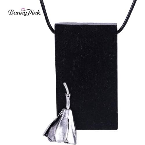 Banny Pink Ethnic Alloy Bud Pendant Necklace For Women Chunky Rectangle Wood Necklace Long Necklace Fashion Jewelry Colliers