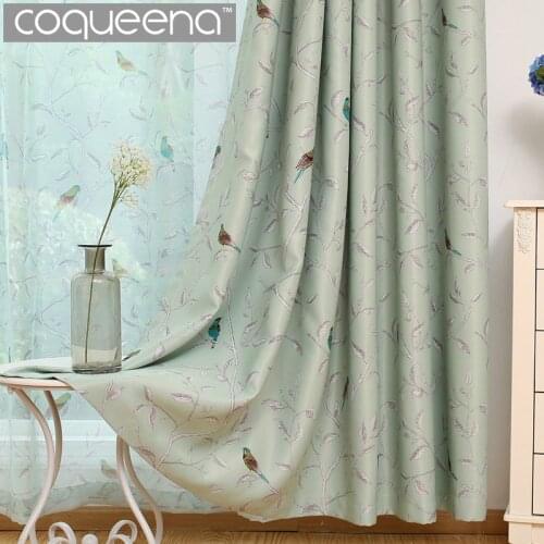 Traditional Turquoise Birds Thermal Insulated Blackout Curtain for Living Room Bedroom Children Room Princess Baby Room, 1 Panel