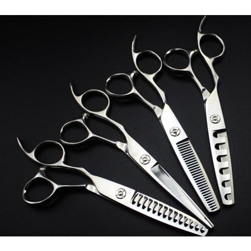 Professional Japan 440c left handed 6 '' 6 14 30 teeth hair scissors haircut thinning barber cutting shears hairdresser scissors