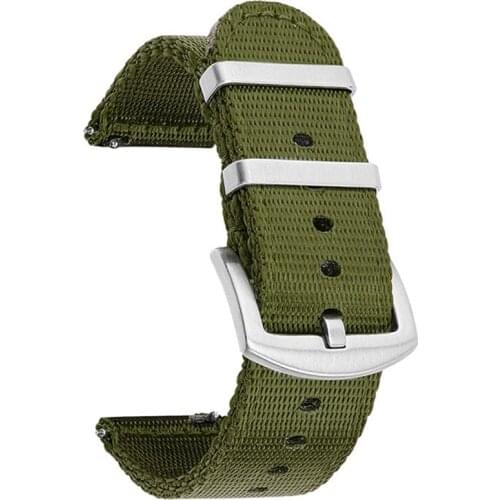 BEAFIRY Nylon Watch Band 18mm 20mm 22mm 24mm Quick release Watch Straps Metal Ring Watchbands Sports for huawei samsung black