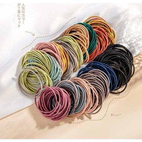 50PCS Cute Colourful Rubber Ring Disposable Elastic Hair Bands Ponytail Holder Rubber Band Scrunchies Kids Hair Accessories