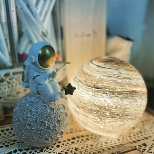 15cm 3 Light Colors LED Moon Lamp Galaxy Saturn Night Light Rechargeable Glass Table Lamp For Bedroom Home Decor Holiday Gift