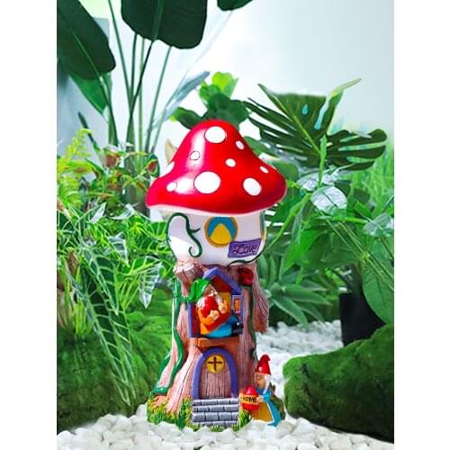 Garden Courtyard Decoration Outdoor Decoration on Balcony Resin Mushroom Princess Gnome Statue Creative Fantasy Castle Sculpture