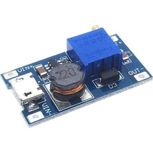 High Quality DC-DC Adjustable Boost Module 2A Boost Plate Step Up Module with MICRO USB 2V-24V to 5V 9V 12V