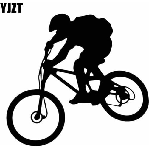 YJZT 15.5CM*14.4CM Cycling Mountain Bike Horseman Delicate Vinly Decal Interesting Decor Car Sticker Black/Silver C27-0653