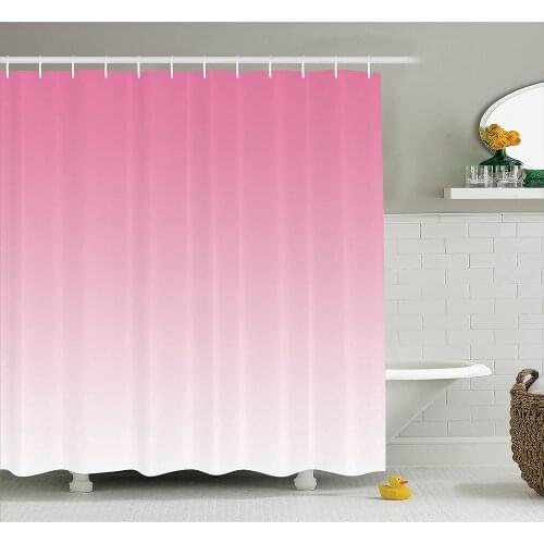 Ombre Shower Curtain Dreamy Light Pink Waterfall Inspired Modern Digital Print Girls Room Decorations Fabric Bathroom Decor