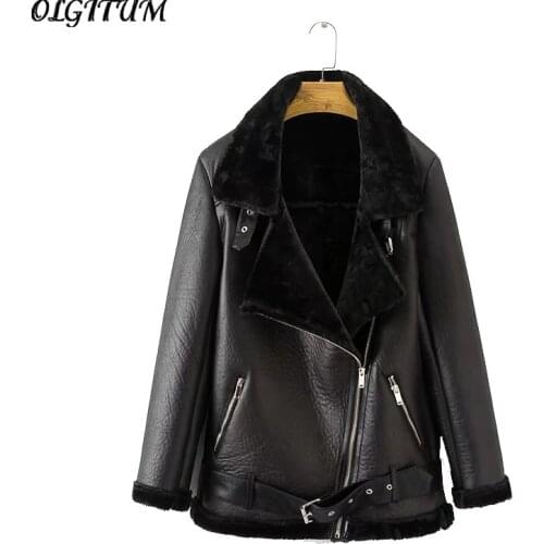 Womens Jacket 2019 Autumn/winter New Fashion coat Europe Locomotive PU leather jacket fur PU coat thick warm cotton jacket