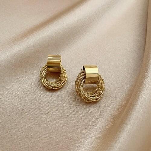 New Fashion ZA Gold Metal Stud Earrings for Women Steam Punk Small Windmill Round Design Statement Earring Jewelry Brinco