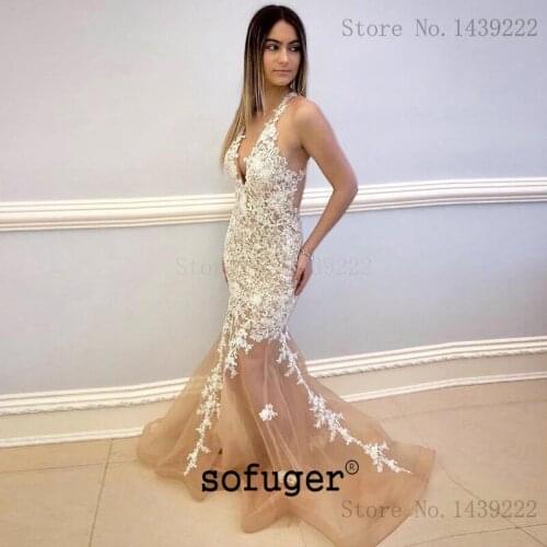 Sexy Champion V Neck Mermaid Evening Prom Dresses Backless Appliques Special Occasion Party Graduate Vestidos De Gala Fiesta
