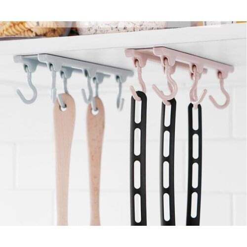 1PC Kitchen Cabinet Wall Sticky Hook Kitchen Ceiling Cupboards Hanging Rack organizer 6 hooks Rod Wall Hook Kitchen Tool OK 0707