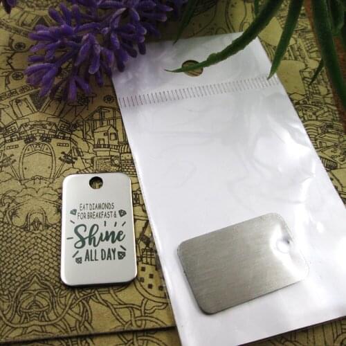 20pcs--"eat for breakfast shine all day"stainless steel charms 5 styles for choosing DIY Charms for necklace bracelets