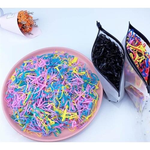 1000Pcs/Set Korean Style Candy Hairband Cute Headdress Bag Gift Elastic Hair Bands Disposable Rubber Band Girls Hair Accessories