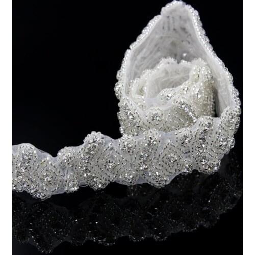 10Yds Crystal Bridal Belt Rhinestone Trim Iron on Applique Wedding Dress Belt Sash Headband for Bride Bridesmaid