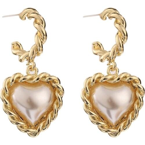 12 pair /lot fashion jewelry metal pearl heart earrings for women