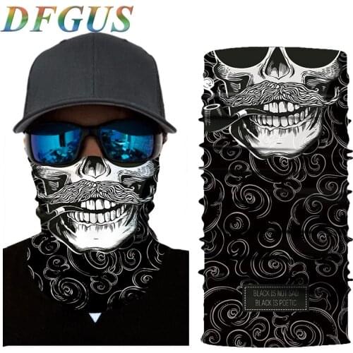 3D Skeleton Ghost Skull Seamless Balaclava Magic Neck Face Mask for Motorcycle Head Shield Scarf Biker Ski Driving Bandana Mens