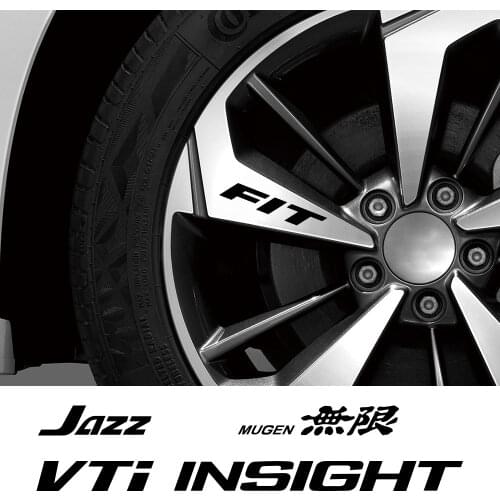 4PCS Car Wheel Rim Stickers For Honda FIT INSIGHT JAZZ MUGEN RR SI Sport TYPE S TYPE R VTI Auto Accessories Vinyl Film Hub Decal