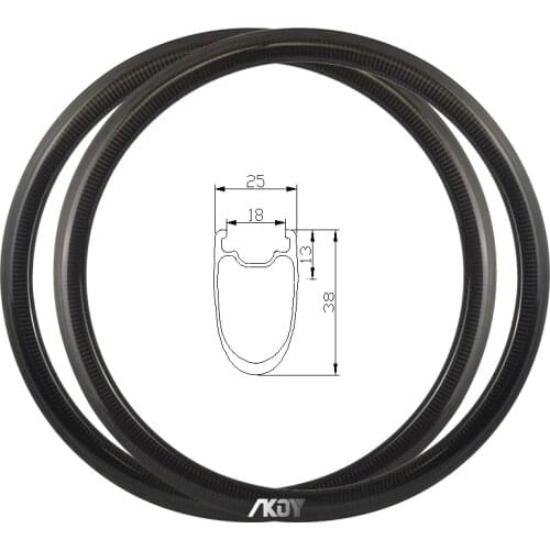 700c Bike Wheels 38mm*25mm Tubeless Rim Brake 20/24H Carbon Rim Road 3K Twill Glossy Finish with Basalt 700c Carbon Rims