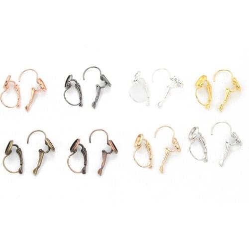 8/10/12/14/16/18/20/25mm French Lever Cabochon Earring Setting Blank Earring Base Cameo Bezels Tray For Jewelry Making DIY