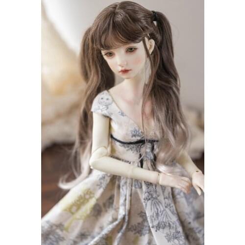 BJD doll wig is suitable for 1-3 1-4 size super soft silk soft silk gradient curly hair bangs double ponytail doll accessories