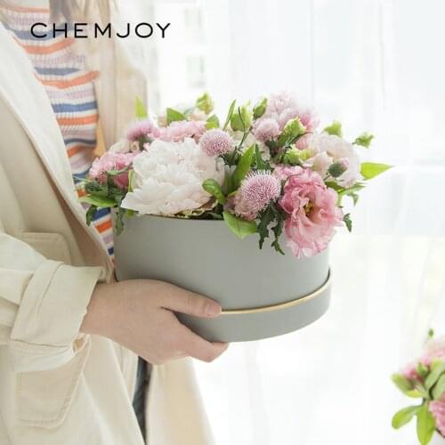 Round Cardboard Paper Flower Boxes With Lid Rose Box Valentines Day Florist Gift Party Favor Packaging Box Wedding Decoration