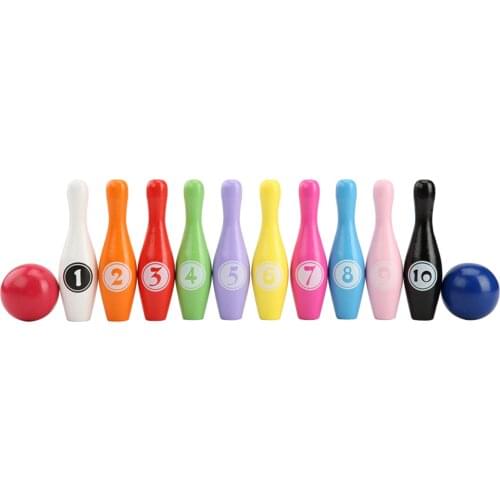 Wood Bowling Set Learning Sports Training Motor Skill Activity Fun Game Toys
