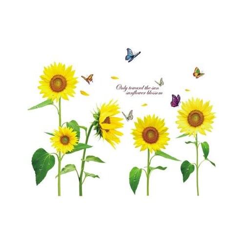 DIY 3D Romantic Sunflower Flower Vinyl Wall Sticker Tree Stickers Living Room Wedding Room Decoration Home Decor Decal