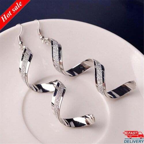 Punk Women Twist Spiral Earrings Lady Girl Dangle Earring Charm Jewelry Valentines Day Gift Gold Black Long Earrings