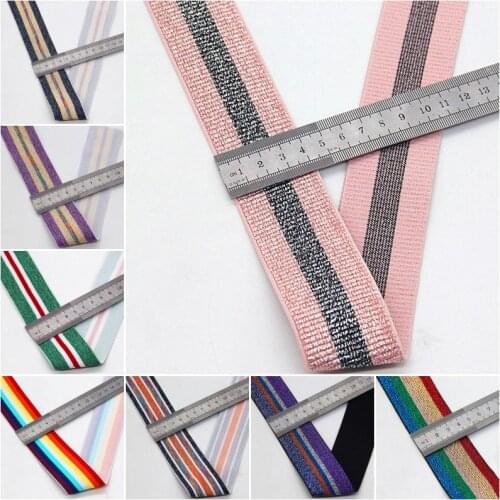 40MM Nylon Colorful Rubber Elastic Band Striped Shoulder Bottom Straps for Webbing Garment Sewing DIY Clothes Accessories 1m