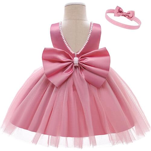 2020 Summer Newborn Baby White Lace Princess Dress For Baby Girls 1st Birthday Party Dress Infant Wedding Christening Dress 12M