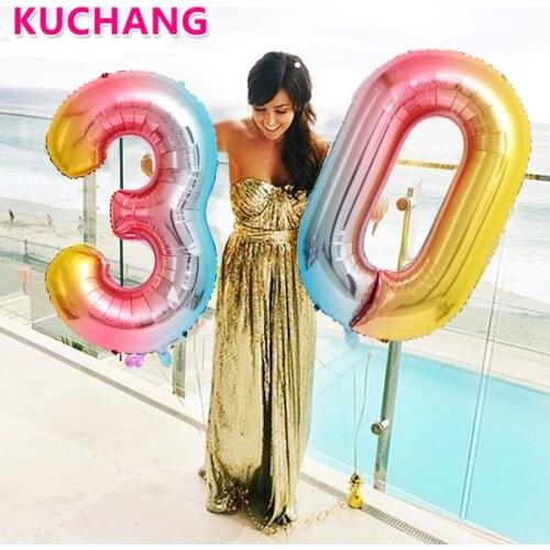 1PC 32/40inch Gradient Color Foil Number 0-9 Digital Balloons Birthday Party Decorations Baby Shower Celebration Supplies Globe