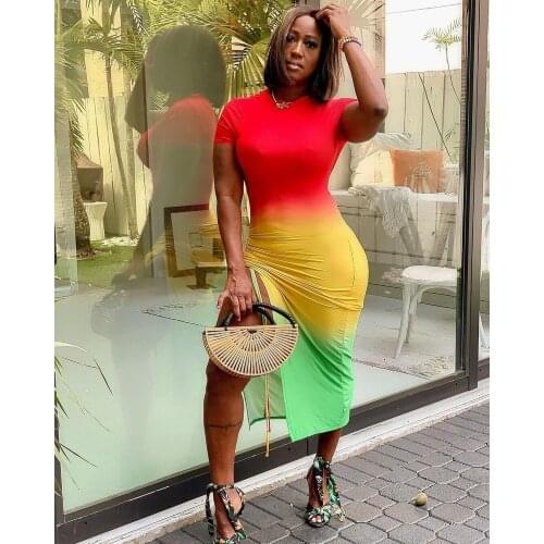 VAZN 2021 Hot Rainbow Print Pleated O-neck Sexy Night Party Sexy Club Birthday Dress Summer Elegant Women Dress