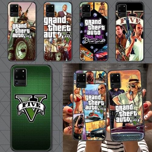 Grand Theft Auto GTA GTA5 Phone case For Samsung Galaxy Note 4 8 9 10 20 S8 S9 S10 S10E S20 Plus UITRA Ultra black luxury cover