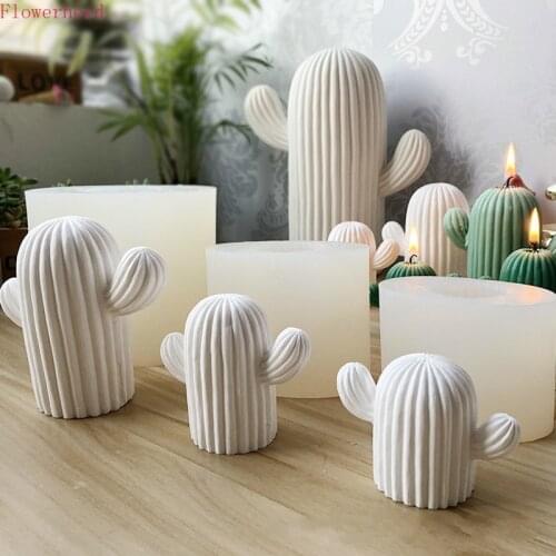 Fondant Tools 3D Simulation Plant Cactus Silicone Mold Fairy Pillar Candle Plaster Mold Succulent Candle Molds Home Decor