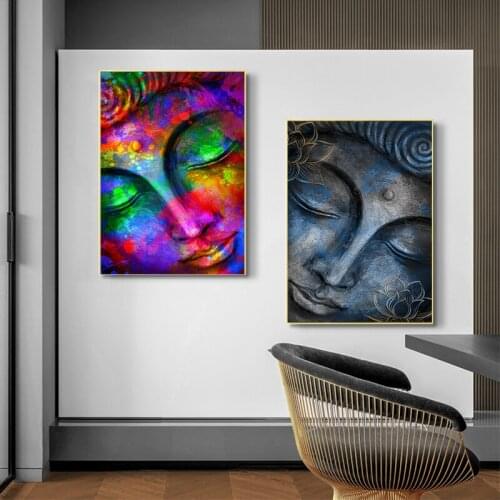 Buddha Painting Colorful Canvas Prints Wall Art For Living Room Entrance Bedroom Decorative Pictures NO FRAME