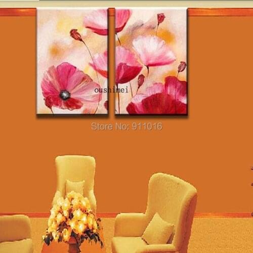 Handmade Oil Painting Abstract On Wall Art Picture For Living Room Decor Modern Pink Flowers Home Decor Group Of Paintings