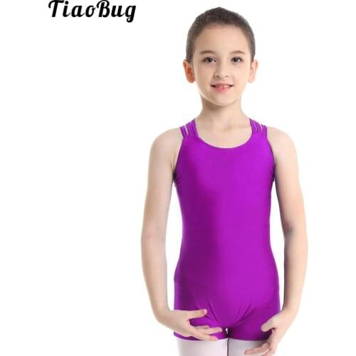 TiaoBug Kids Girls 5 To 14 years Children Sleeveless Strappy Ballet Dance Bodysuit Gymnastics Leotard Jumpsuit Costume