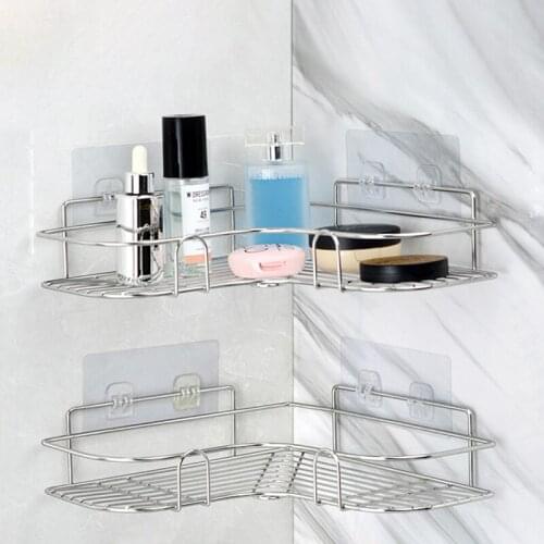 Metal Stand Iron Corner Storage Shelf Wall Mounted Drain Rack Organizer Shower Hanging Basket Home Bathroom Kitchen Accessories