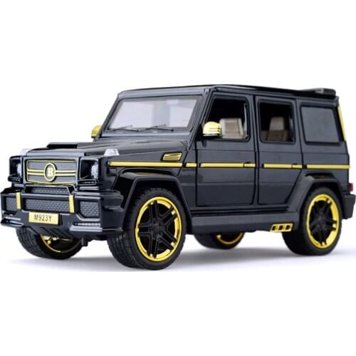1:24 Diecast Toy Car Model Metal Toy Vehicle Wheels G65 High Simulation Sound And Light Pull Back Car Collection Kids Toys Gift