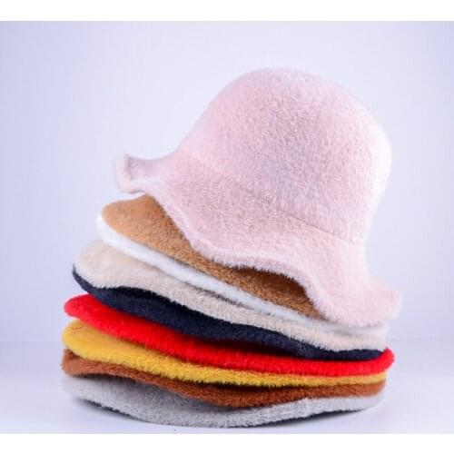 Fashion Winter Hat for Women Fur Bucket Warm Caps Dome Panama Black White Vintage Fisherman bucket Hats шапка женская
