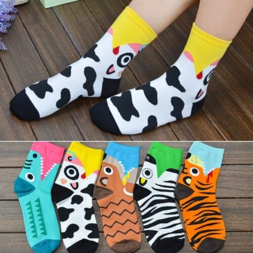 Fashion Colorful Cartoon Cotton Men Women Socks Middle Tube Funny Casual Crew Socks Girls Cute Harajuku Ankle Ladies Socks